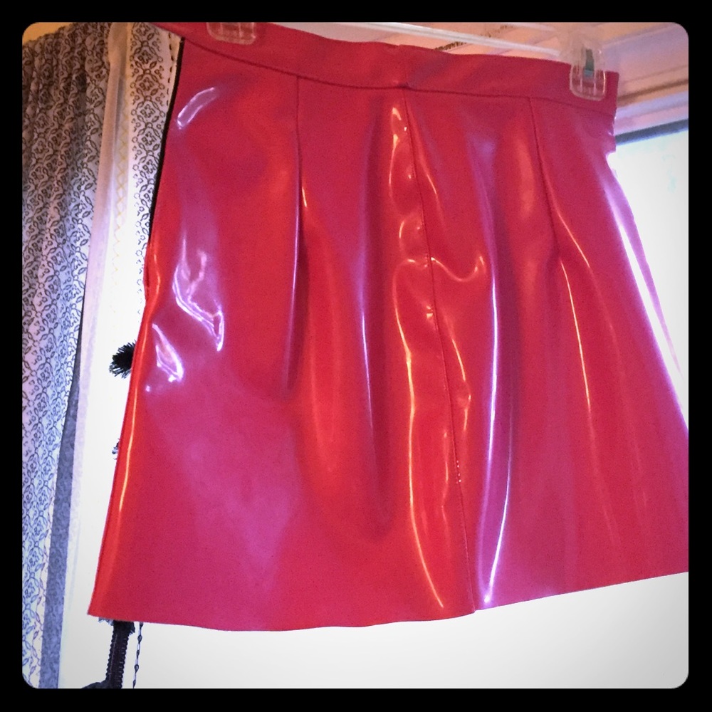 American apparel pink pleather mini skirt